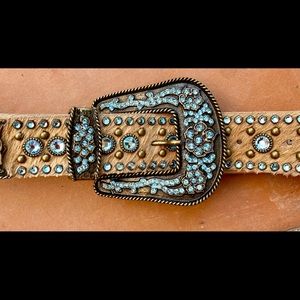 Leatherock Belt real fur & Swarovski crystals